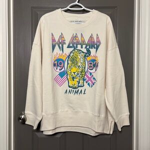 Def Leppard New Sweatshirt XL Soft Fleece Cream Band Shirt